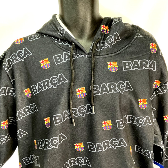 FC Barcelona Other - Barcelona Barca Football Club Hoodie Men's XL NEW Black Soccer Hooded Sweatshirt